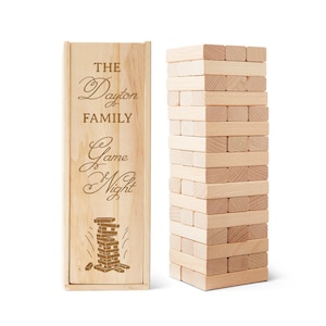 Custom Engraved Wooden Block Tower Game, Personalized Family Gift