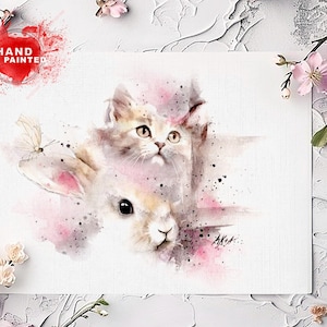 Kaninchen Grußkarte Kunst, Aquarell Hase Malerei Grußkarte, Aquarell Hase Notiz Karte Kunst, Aquarell Karte schöne einzigartige Tiere 5x7