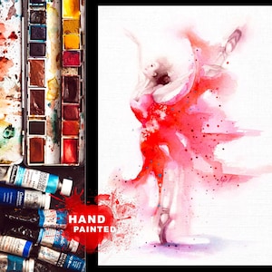 Cartão de felicitações pintura de bailarina para aniversário, cartão de nota de arte de bailarina em aquarela, cartão elegante de belas artes, cartão de nota em aquarela