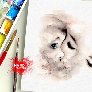 Fine Art Greeting Card Mother and baby,Birthday card for mother,Birthday card for child,Painting Birthday card,Beautiful watercolor art card