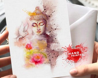 Watercolor Buddha greeting card art,Buddha painting cards,watercolor Buddha Birthday card, Birthday cards set, watercolor fine Buddha