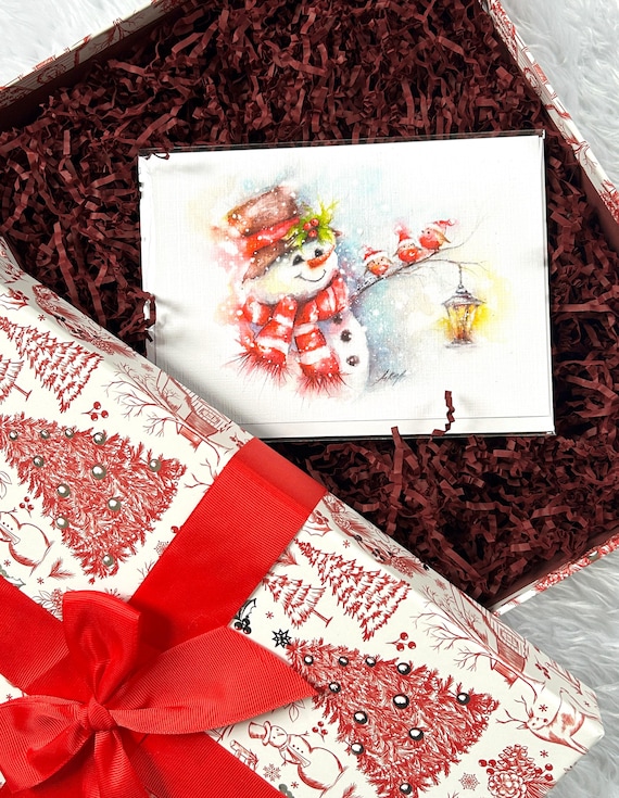 Christmas greeting card snowman note card,watercolor snowman card, unique texture note cards,watercolor Christmas card, Happy holidays card