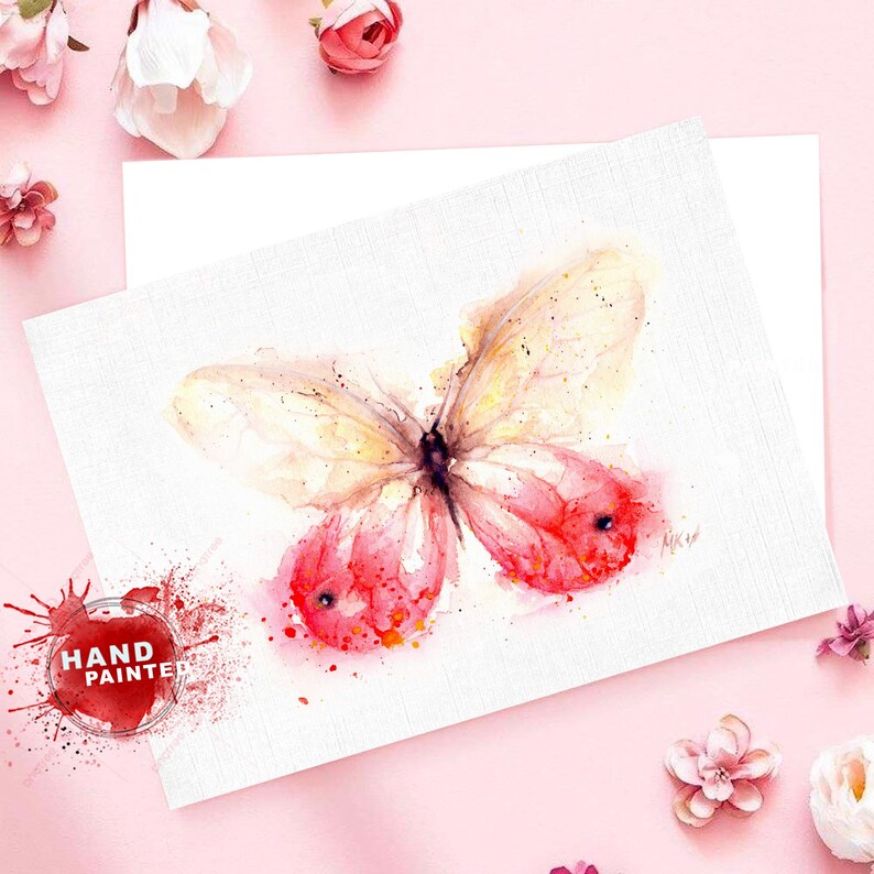 Greeting Card Fine Art Butterfly Note Card, Watercolor Painting ...