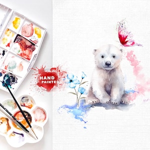 Baby bear Greeting card,Watercolor fine art greeting cards animals,Cute Bear animal cards,Birthday Bear card,baby shower Bear painting card