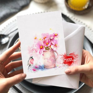 Cartões de pássaros, cartões de flores, cartões de aquarela, cartões feitos à mão, cartões de pintura, conjunto de cartões de felicitações
