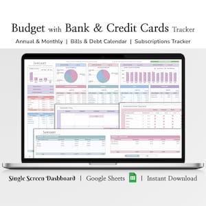 Annual Budget & Monthly Budget Planner, Family Finance, Budget Spreadsheet, Google Sheets Budget Template, Finance Planner, Yearly Budget