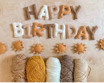 Happy Birthday Felt Letter Garland/ Birthday banner / party decor / celebrations / rainbow / neutral / Boho Birthday Garland /Name garland