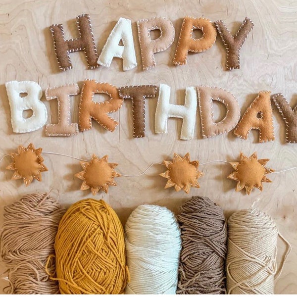 Happy Birthday Felt Letter Garland/ Birthday banner / party decor / celebrations / rainbow / neutral / Boho Birthday Garland /Name garland