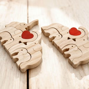 Custom Wooden Elephant Family Puzzle,Personalized Animal Figurines,Wooden Elephants Carvings,Family Name Puzzle,Wood Father's Day Gifts image 13