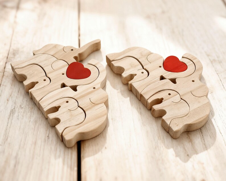 Custom Wooden Elephant Family Puzzle,Personalized Animal Figurines,Wooden Elephants Carvings,Family Name Puzzle,Wood Father's Day Gifts image 13