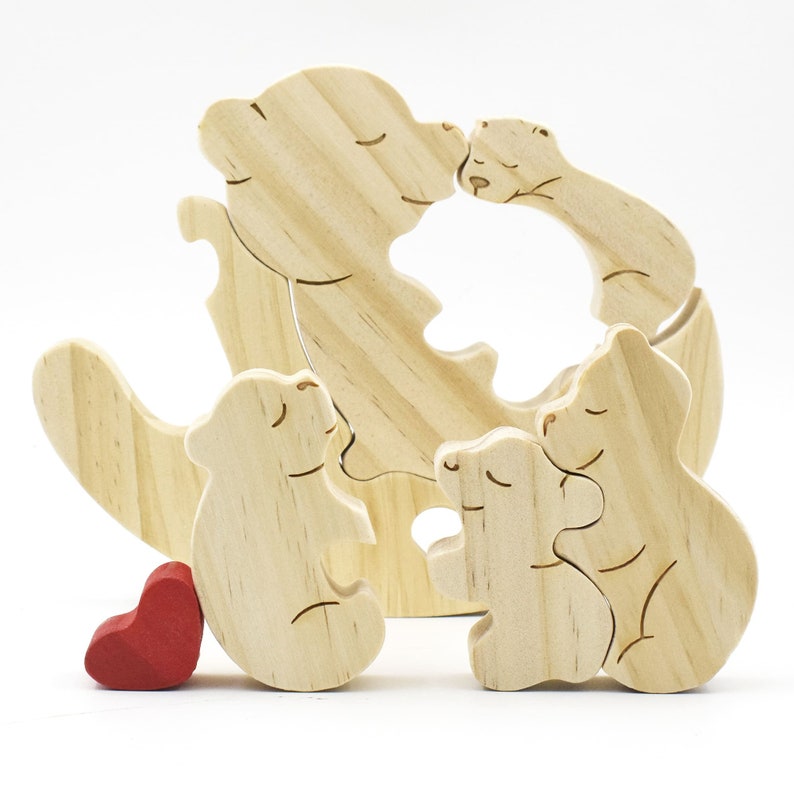Personalized Wooden Bear Family Puzzle,Custom Rocking Chair Bear Puzzle,Wooden Animal Carvings,Mother's Day Gift,Unique Family Keepsake Gift image 7