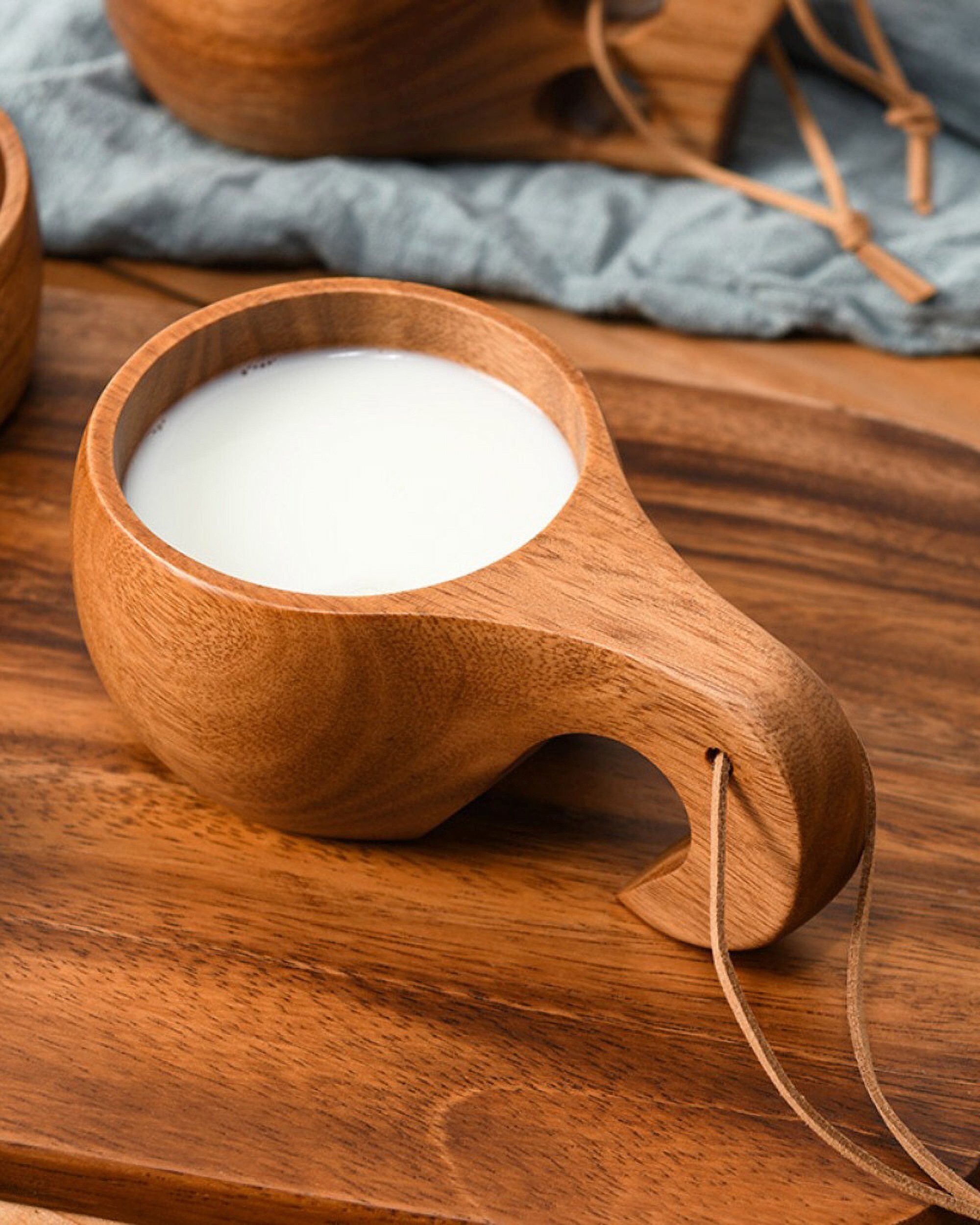 Finland Wooden Mug, Viking Style Kuksa Cup, Camping Juice Milk Coffee