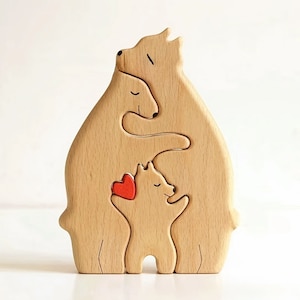 Rompecabezas de la familia del oso de madera, figuras de oso personalizadas, rompecabezas de animales de madera personalizado, decoración del hogar familiar, regalo personalizado del día de la madre regalo de los niños imagen 3