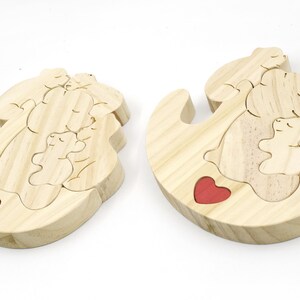 Personalized Wooden Bear Family Puzzle,Custom Rocking Chair Bear Puzzle,Wooden Animal Carvings,Mother's Day Gift,Unique Family Keepsake Gift image 9