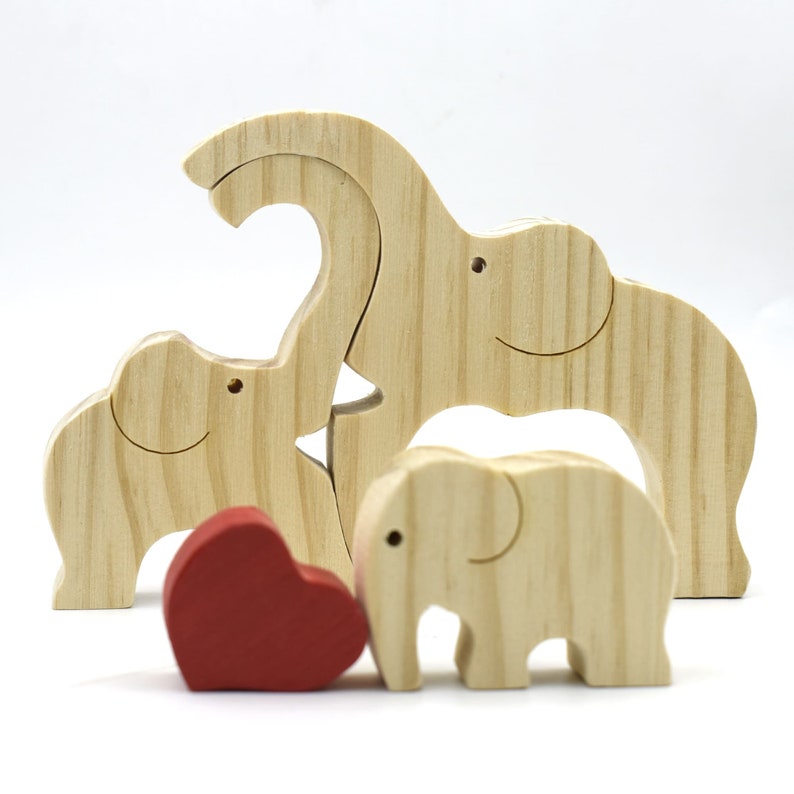 Custom Wooden Elephant Family Puzzle,Personalized Animal Figurines,Wooden Elephants Carvings,Family Name Puzzle,Custom Mother's Day Gift image 7