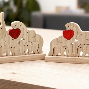 Custom Wooden Elephant Family Puzzle,Personalized Animal Figurines,Wooden Elephants Carvings,Family Name Puzzle,Wood Father's Day Gifts image 16