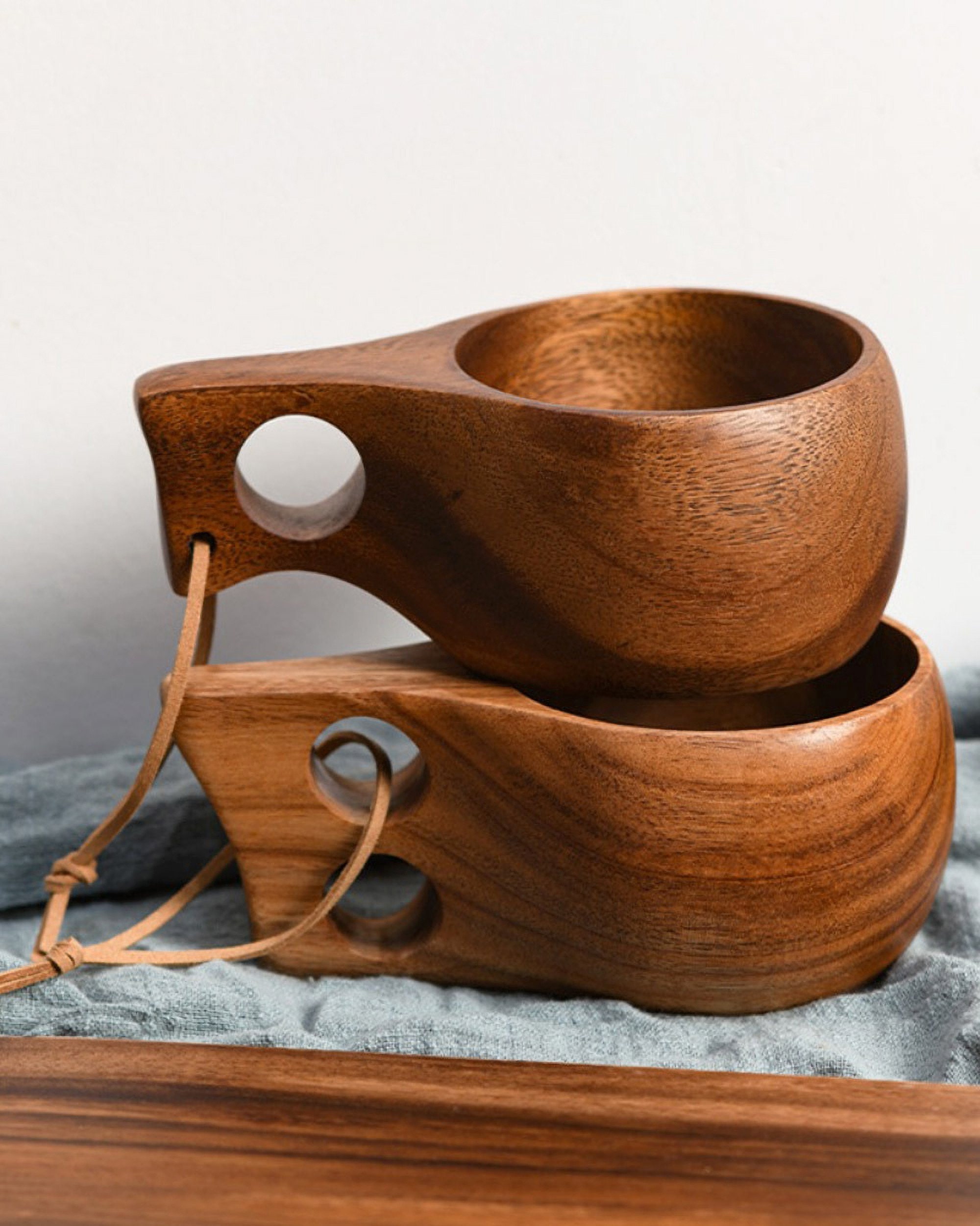 Finland Wooden Mug, Viking Style Kuksa Cup, Camping Juice Milk Coffee