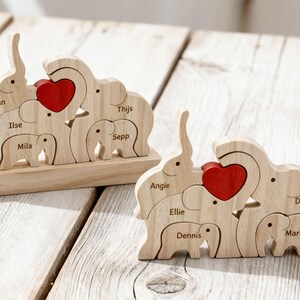 Custom Wooden Elephant Family Puzzle,Personalized Animal Figurines,Wooden Elephants Carvings,Family Name Puzzle,Wood Father's Day Gifts image 17