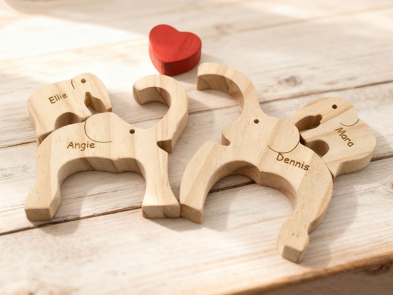 Custom Wooden Elephant Family Puzzle,Personalized Animal Figurines,Wooden Elephants Carvings,Family Name Puzzle,Wood Father's Day Gifts image 15