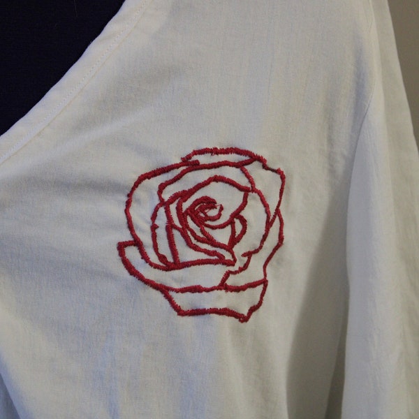 Blouse blanche - motif rose