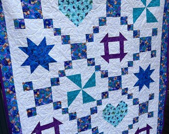 Anfänger Lap Quilt Muster und Bild Tutorial