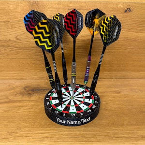 Personalized dart stand with name engraving – Gift for dart players – Steeldart & softdart holder