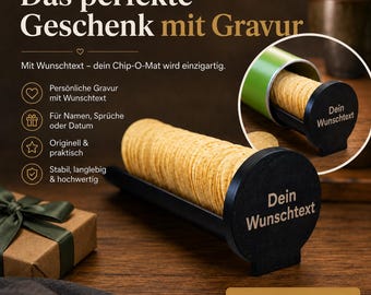 Pringles Spender mit Deckel – personalisierbar – 3D-Druck Chips Schieber – Snack Dispenser aus PLA – Geschenkidee für Chipsliebhaber