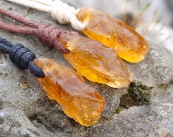 Real citrine necklace raw with cotton ribbon | Natural citrine necklace gemstone necklace citrine pendant large citrine raw jewelry citrine necklace