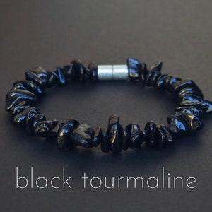Black tourmaline bracelet with magnetic clasp | Black tourmaline splinter bracelet black tourmaline splinter bracelet black tourmaline