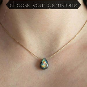 Edelsteenketting, goud of zilver, met traanhanger | Kristallen ketting, edelsteen choker ketting met steen, edelsteenhanger, edelsteenketting