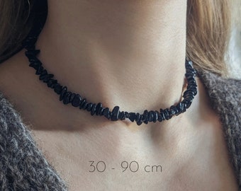 Black tourmaline necklace with magnetic clasp | Black tourmaline chip necklace black tourmaline necklace black tourmaline choker