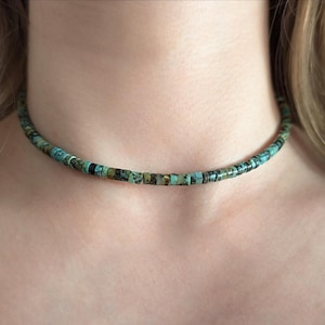 African Turquoise Necklace for Men & Women | African Turquoise Beaded Necklace for Men | Gemstone Necklace for Men | Turquoise Choker for Men