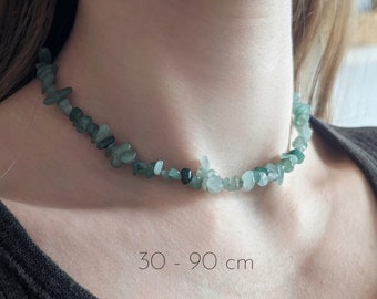 Aventurijn chip ketting | Aventurijn ketting | Aventurijn sieraden | Aventurijn choker | Aventurijn ketting | Groene edelsteen ketting