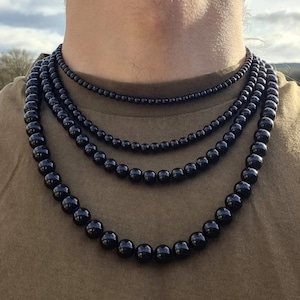 Zwarte Toermalijn Ketting Mannen & Vrouwen | Zwarte Toermalijn Ketting Mannen Parel Ketting Mannen Parel Ketting Zwarte Parel Ketting Mannen