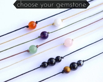 Gemstone necklace with selectable pearls | Gemstone choker necklace healing stone necklace crystal necklace with stone | Gemstone necklace | Gemstone jewelry