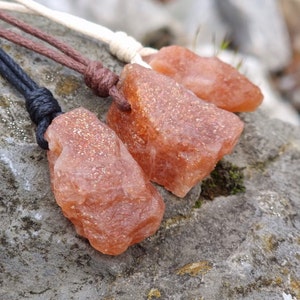 Raw Sunstone Necklace Men & Women | Raw Sunstone Pendant Men&#39;s Raw Gemstone Necklace Sunstone Necklace Sunstone Necklace