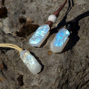 Raw Moonstone Necklace for Men & Women | Raw Moonstone Pendant for Men | Genuine Moonstone Necklace | Raw Gemstone Necklace | Moonstone Necklace