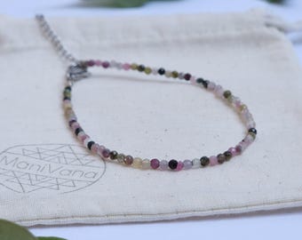 Pulsera de turmalina multifacética | Pulsera de turmalina multicolor | Pulsera de cuentas multicolor | Pulsera de turmalina | Pulsera con cuentas de colores