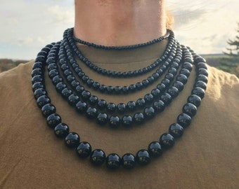 Zwarte Onyx ketting heren en dames | Ketting onyx ketting heren ketting zwarte parelketting onyx parelketting heren parelketting zwart