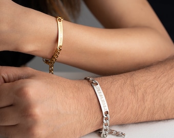 Personalized Steel Couple Bracelet, Gift For Couples, Gift For Girlfriend, Gift For Boyfriend, Friendship Bracelets, Gift For Anniversary