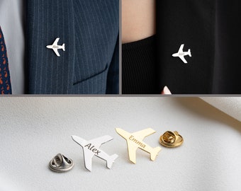 Personalized Airplane Label Pin, Custom Flight Attendant Jaket Collar Pin, Name Brooch For Suit, Pilot Pin, Hostess Name Badges, Flyight Pin