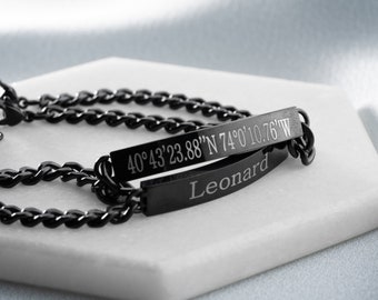 Personalized Black Bracelets For Couples, Matching Bracelets For Lovers, Custom Partner Bracelets, Gift For Couples, Gift For Boyfriend