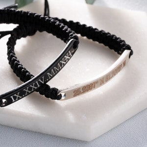 Personalized Roman Numeral Couple Bracelets, Custom Couple Coordinate Bracelets, Gift For Couples, Gift For Boyfriend, Gift For Girlfriend
