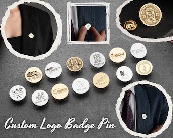 Custom Logo Pin, Company Sign Label Pin, Engraved Logo Badge, Jacket Collar Logo Brooch Pin, Company Tag Pin, Staff ID Tags, Custom Sign Pin