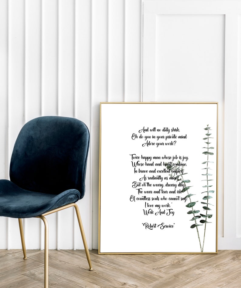 Poema imprimible Robert William Service Work and Joy Poem - Etsy México