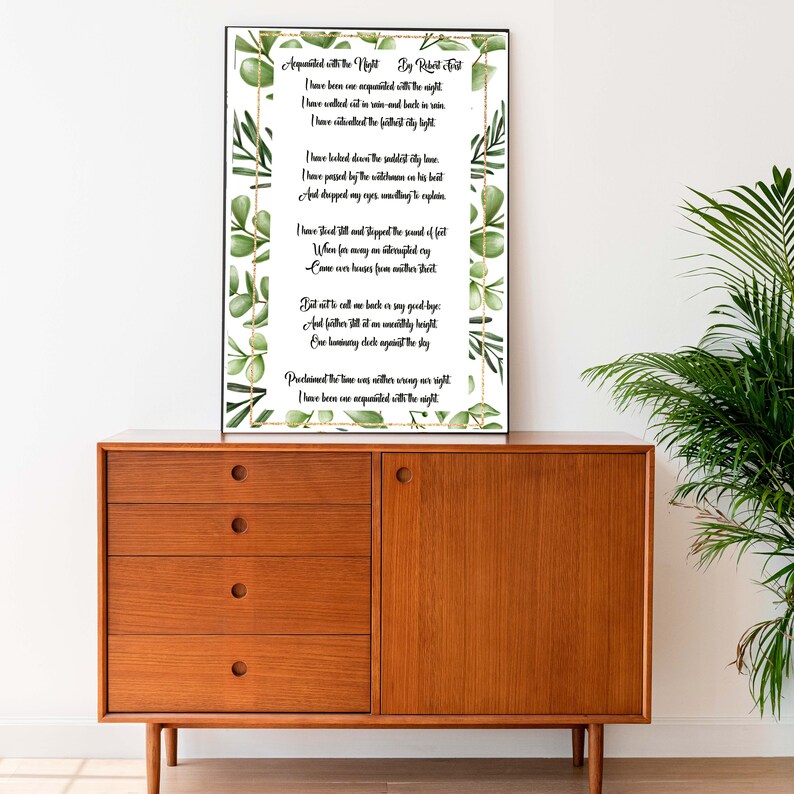 Poem Printable, Robert Frost, Acquainted With the Night, Poem Quote ...