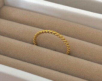 Gold Stacking Ring / Gold band ring, Dainty ring, Gift for her, Minimalist, Thin, Adjustable