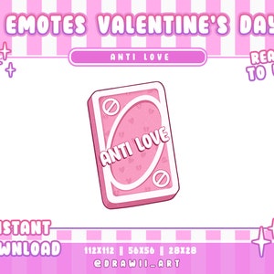 Card UNO Anti Love | Artículos de San Valentin | Articulos amor | Emotes | Twitch, Discord | Twitch Graphics