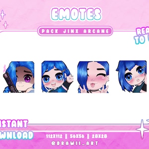 Jinx Emotes Pack | Arcane Emotes | League of Legends | Twitch | Discord | YouTube