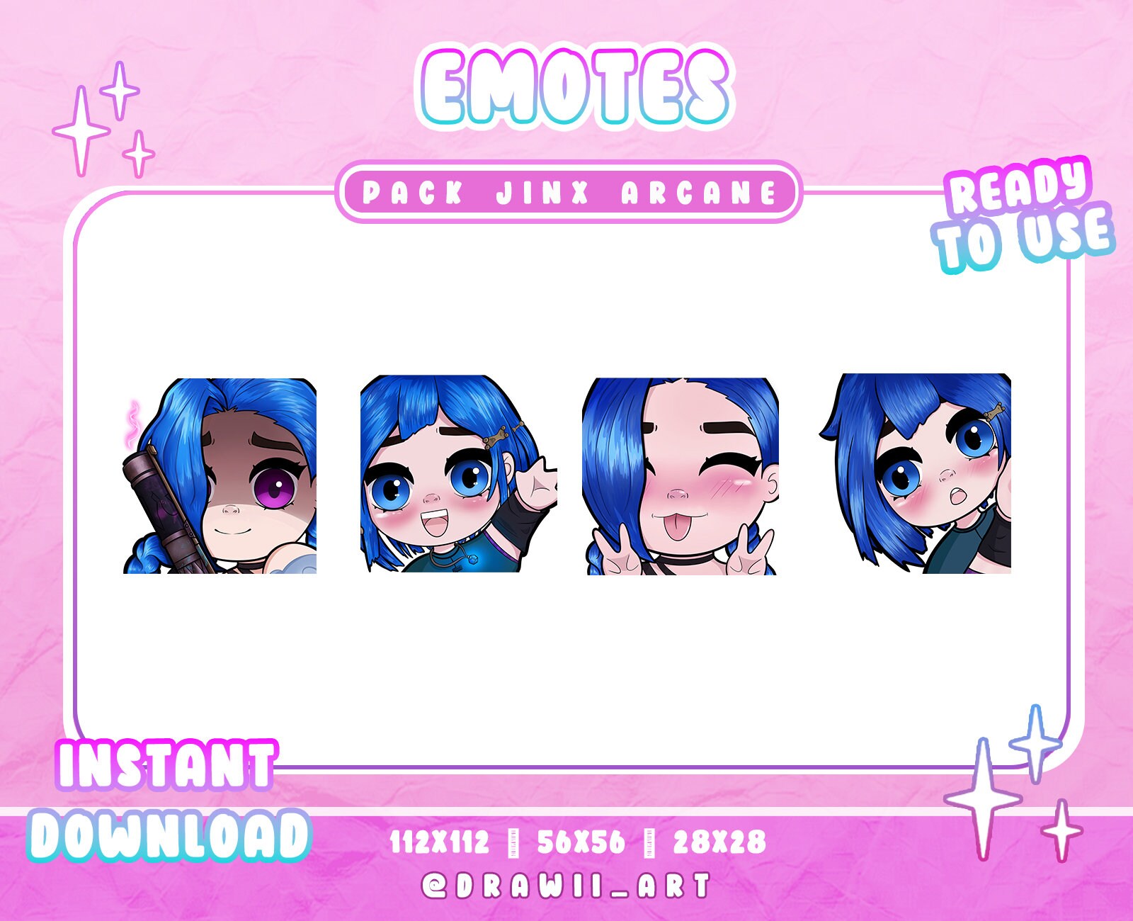 Jinx Emote Pack Arcane Emotes League of Legends Twitch Discord Youtube Etsy